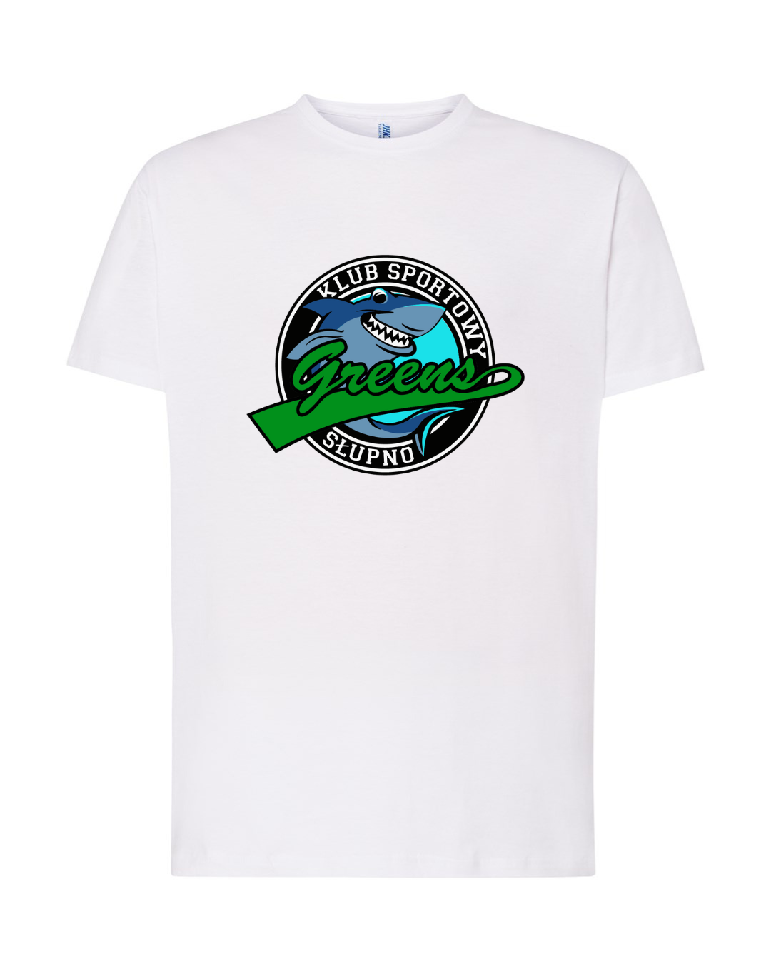 T-shirt poliestrowy z herbem - biały - pływanie